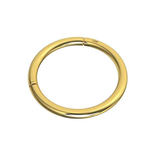 14K Gold Clicker Nose Ring/ Solid Gold Earring/ Cartilage Earring- Hinged Segment Ring- 20G (0.8mm) - 8mm ID - Hoops Gold Ring