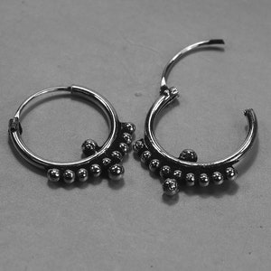 Boucles d'oreilles en argent sterling 925 oxydé style Bali