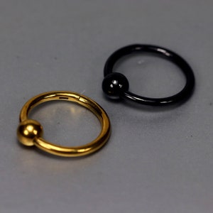 BCR Clicker - Surgical Steel - Anodized Captive Bead Ring - Ear Cartilage Hoop/ Septum Ring/ Eyebrow Ring- Sold as a piece.