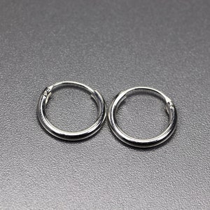 Plain 925 Sterling Silver Sleeper Earrings- Huggie Earrings- Hinged Ear Piercing Hoop - Sold as Pair