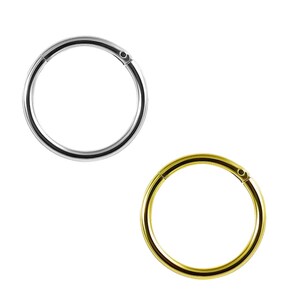 Hinged Clicker Hoop- Sterling Silver & Gold Plated - Nose Hoop/Septum Clicker/Cartilage Earring-(Price for one piece)16G Hoop