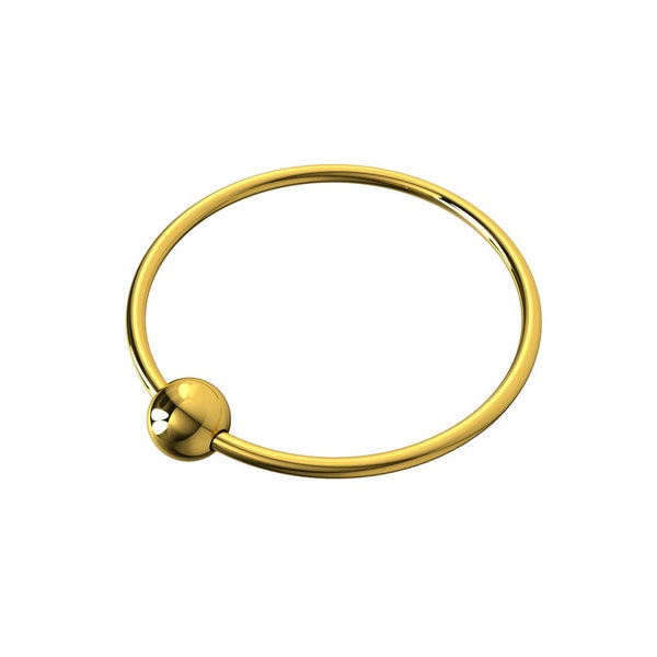 9K Gold Nose Ring- BCR Shape Tiny Nose Hoop- Nose Piercing Ring- Thin Nose Ring- 22 Gauge Nose Ring