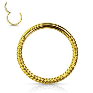 16G Twisted Septum Clicker/ Ear Cartilage Hoop/ Eyebrow Ring/ Lip Ring Hoop- Surgical Steel 8mm