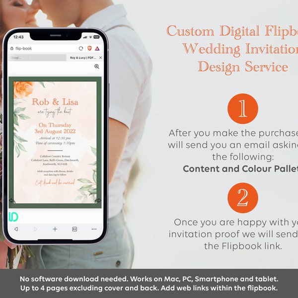 Personalisiertes Digitales Daumenkino Hochzeitseinladung Design Service