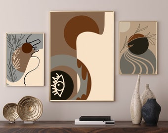 Trilogia astratta dei toni della terra: serie Modern Minimalist Art - moderna e astratta con un tocco minimalista - fluidità e movimento organico