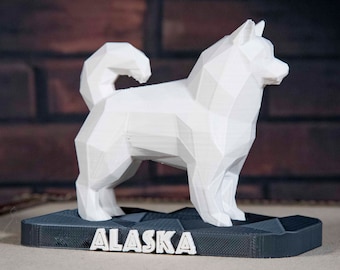Samoyed figurine, low-poly decoration, customizable name