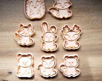 Forest Animal Cookie Cutters Set of 8 cookie cutters Hedgehog Fox Rabbit Bear Reindeer Doe Beaver