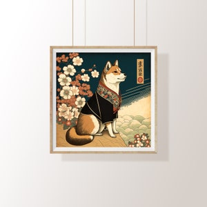 Shiba Inu Ukiyo-E Style | Printable Ukiyo-E Wall Art | Home Decor | Instant Download | Digital Art
