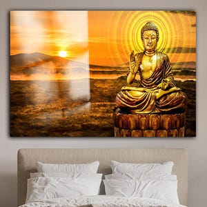 Buddha Wall Art, Buddha Wall Decor, Tempered Glass Wall Art, Buddha Wall Painting Glass Printing,Large Wall Art,Indian WallArt,Hindu WallArt