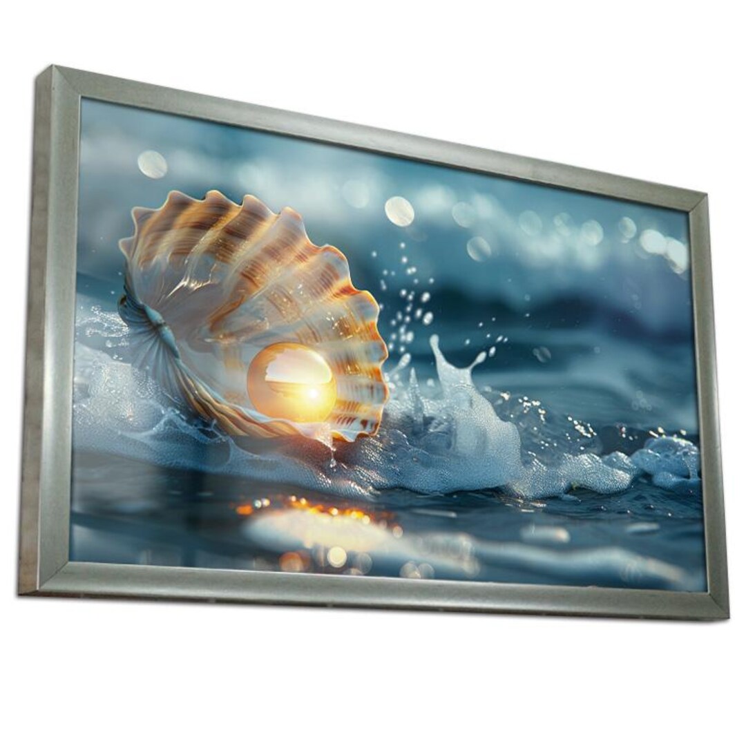 Ocean Pearl Shell Tempered Glass Wall Art, Coastal Wave Photography ...