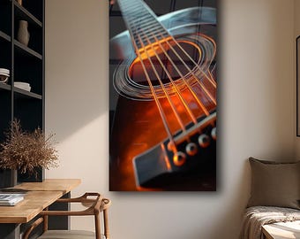 Abstract Guitar Tempered Glass Wall Art: Modern Music Decor