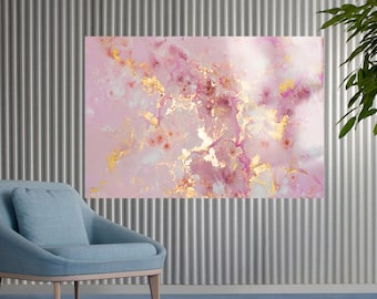 Abstract Glass Art, Pink And Gold Marble, Pink Marble Tempered Glass, Gold Marble Print, Gold Glass Print, Modern Wall Art, Fashion Wall Art