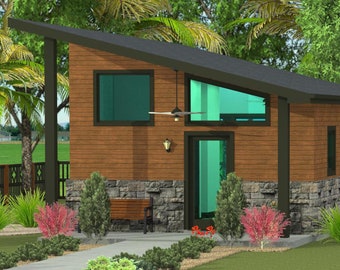 Modern/Contemporary Tiny Home, 606 sqft. Open Concept, Studio Apartment - (Exclusive Plan)