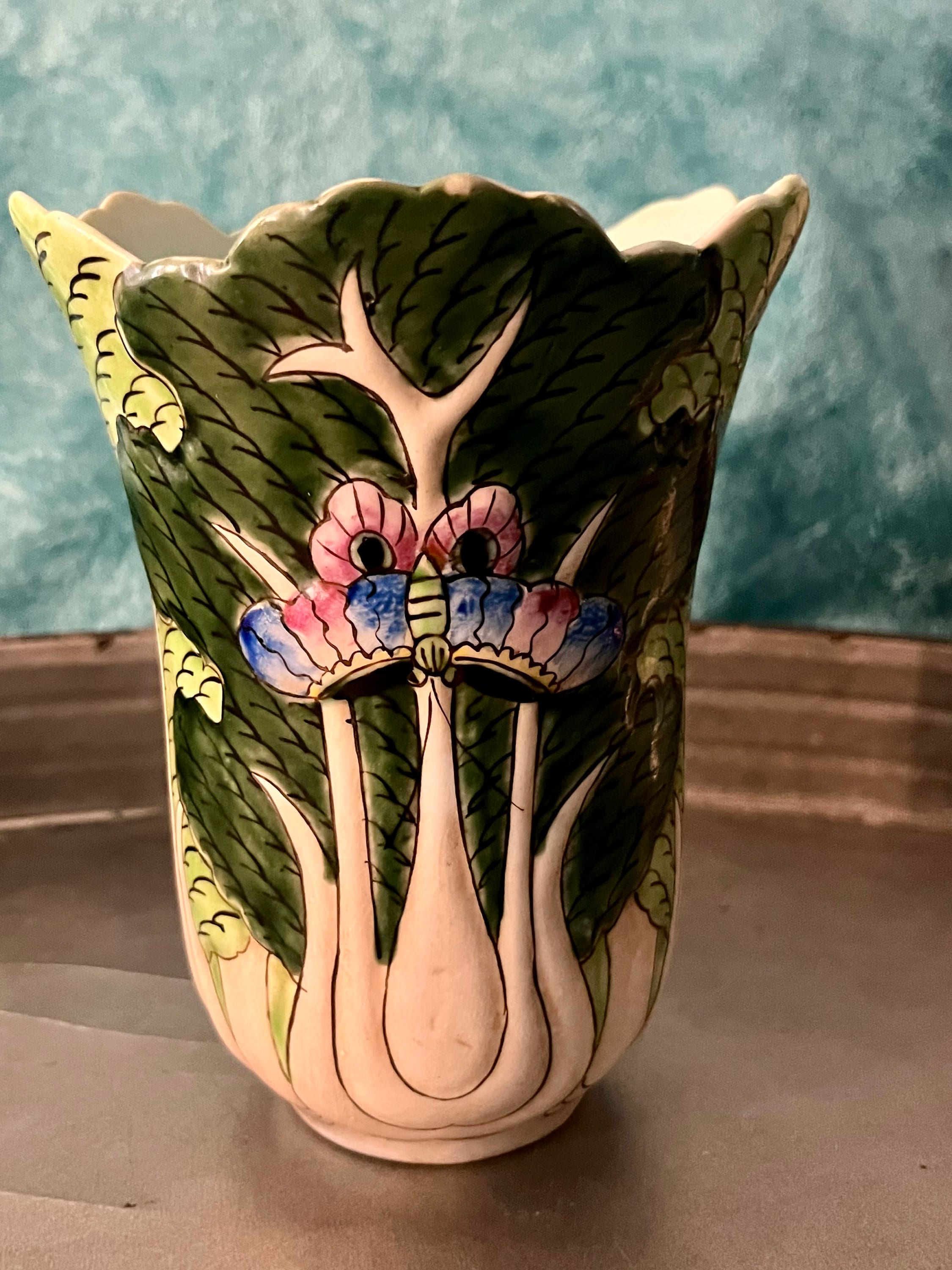 Bok Choy and Butterfly Vase - Etsy