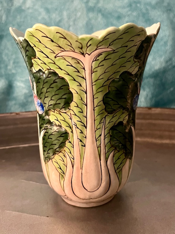 Bok Choy and Butterfly Vase - Etsy