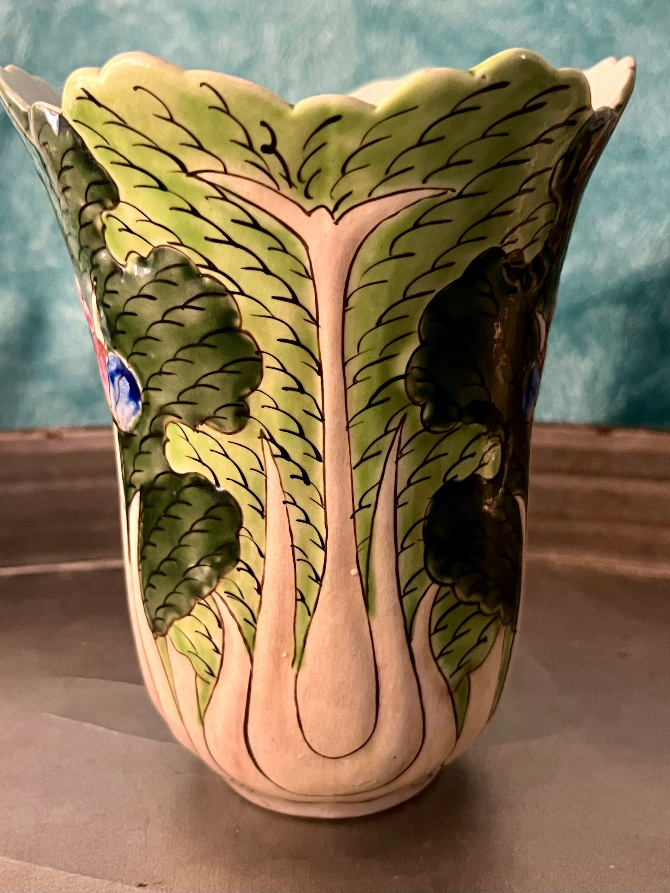 Bok Choy and Butterfly Vase - Etsy