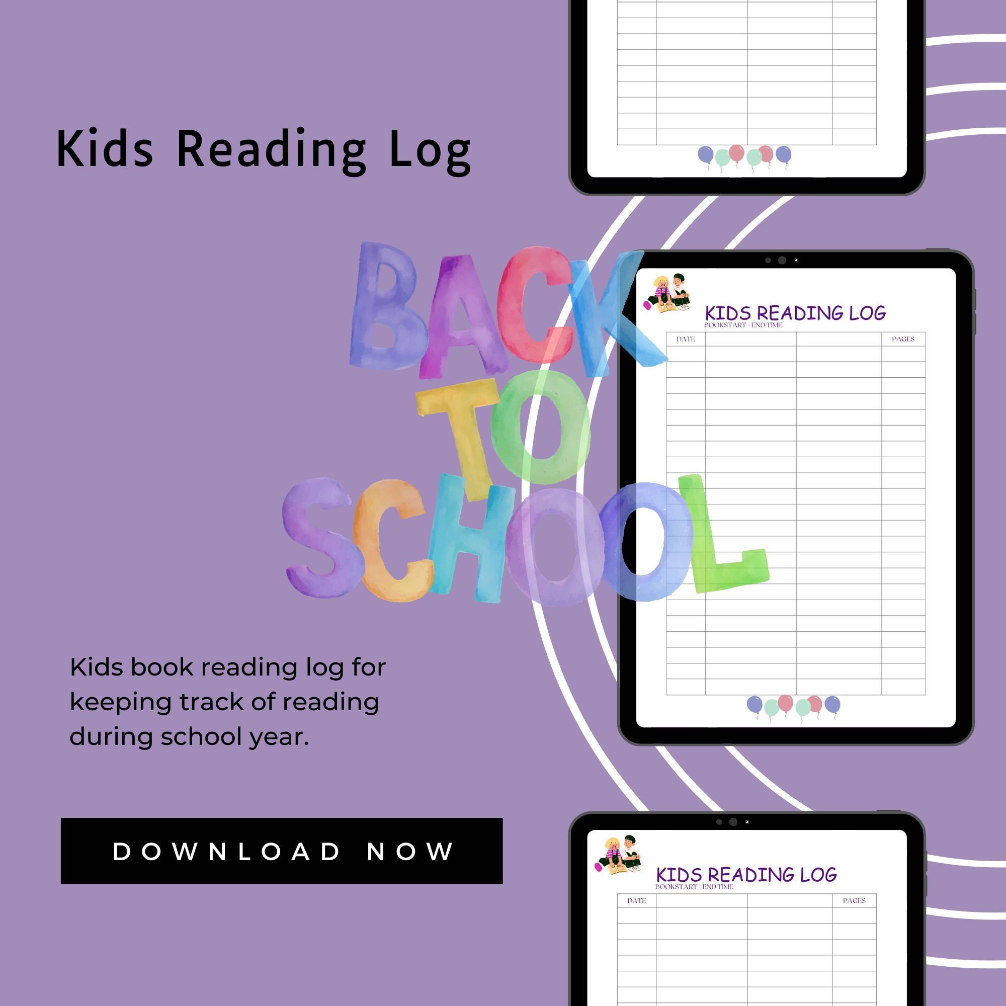 Book log for kids reading log printable book tracker for kids