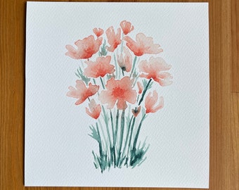 Floral Watercolor Bouquet Square 8x8 Print