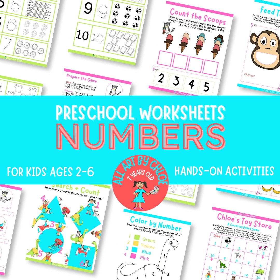 Preschool Worksheets Numbers 1 10 Etsy