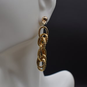 Chunky Gold Rope Chain Dangle Stud Earrings
