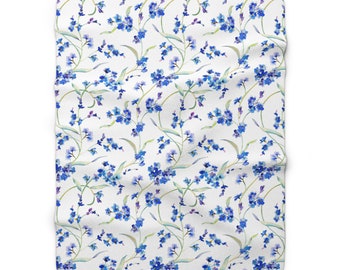 Sherpa Fleece Blanket - Forget-me-not Watercolor