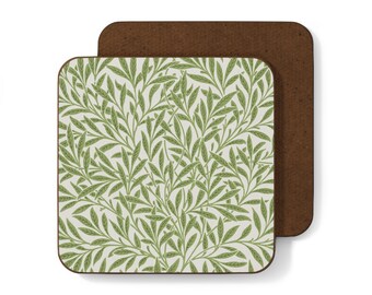 Hardboard Back Coaster - Morris Floral Olive Pattern