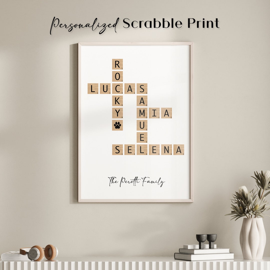 Personalized Letter Tile Art Crossword Family Print Custom Letter Personalized Letter Tile Art Crossword Family Print Custom Letter