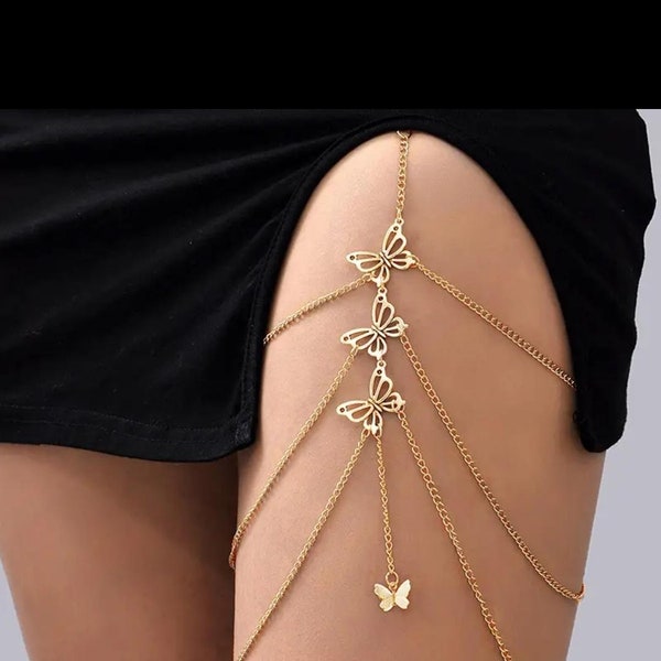 Elastic Multi-Layer Butterfly Leg Chain, Leg Accessories, Body Jewelry