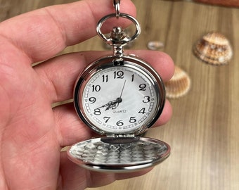 Pocket watch gift for husband - Personalized gift pocket watch for grandpa - Engraved gift for groom or groomsmen - Photo pocket watch
