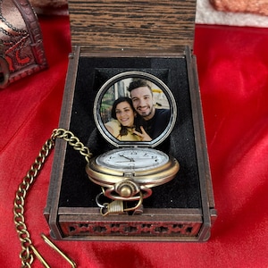 Personalized Pocket Watch Gift Grooms - Custom Picture Pocket Watches - Engraving Pocket Watch Gift for Groomsmen - Photo Pocket Watch Gift
