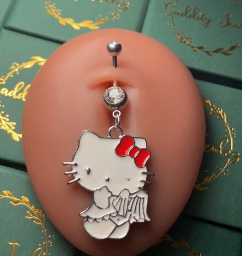Hello Kitty Angel Belly Ring Etsy