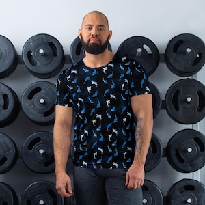 All-Over Print Men&#39;s Athletic T-Shirt - Sharks Pattern
