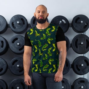 All-Over Print Men&#39;s Athletic T-Shirt - Axolotl Pattern