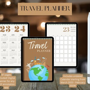 Digital Monthly Undated Planner for Travelers | Printable Planner | Digital Planner | Travel Planner