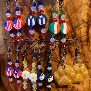 Puerto Rico/Black White, USA, Italian, Daisy Flower, Yin Yang Earrings & Drop Earrings !
