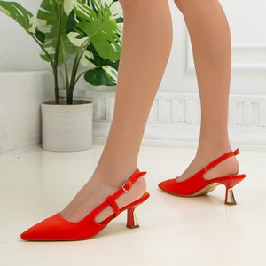 LOW HEELS Heels Red Low Heel Shoes Elegant - Etsy España