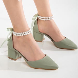 olive green dress shoes women's Liberty Olive Green Satin Block Heel Ankle Strap Court Shoes