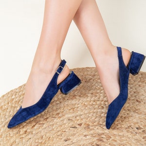 Navy Slingback Heels Etsy Canada