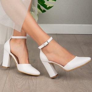 White Wedding Shoes, Wedding Heels, Wedding Block Heels, Shoes for Bride, Bridal High Heels, Bridal Block Heels, Wedding High Heel for Bride