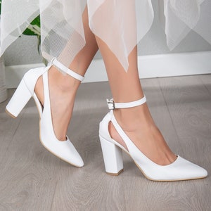 Wedding Shoes, Bridal Shoes, White Bridal Heels, White Wedding Shoes, Bridal Shoes, Wedding Heels, White Block Heel, Bride Shoes, White Heel