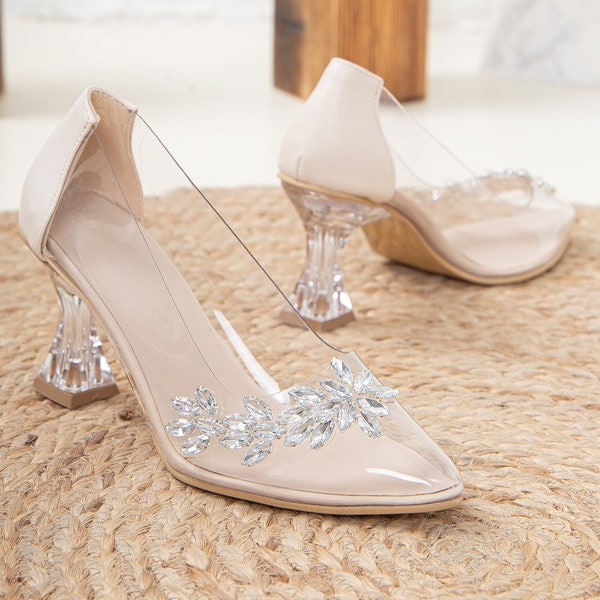 Princess Wedding Shoes, Transparent Wedding Shoes, Transparent Bride Heels, Shoes for Bride, Transparent Shoes, Bridal Heels, Wedding Heels