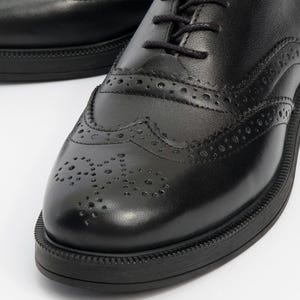 Avra - Black Leather Oxford Shoes (Women)