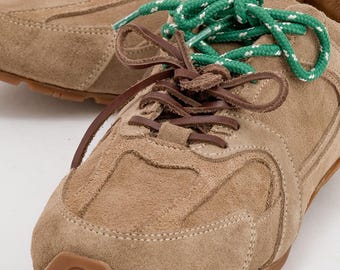 Dark Beige Suede Leather Sneakers, Womens Suede Leather Sneakers, Leather Sneakers, Suede Leather Sneakers, Dark Beige Sneakers