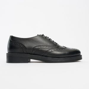 Avra - Black Leather Oxford Shoes (Women)