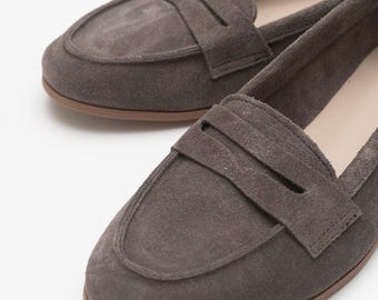 Dark Brown Suede Leather Loafers, Womens Loafers, Dark Brown Suede Leather Shoes, Loafer Shoes, Leather Loafers, Loafer, Suede Loafers
