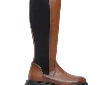 Over The Knee Boots for Women, Stretch Faux Leather Block Heel Boots, Thigh High Winter Boots, Comfortable Everyday Tall Boots