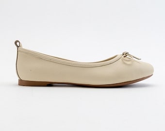 Ballerinas, Ballerina-Schuhe, Leder Beige Ballerinas, Minimalist flache Schuhe, handgemachte Leder Wohnungen, Mary Jane Wohnungen, Damen Wohnungen