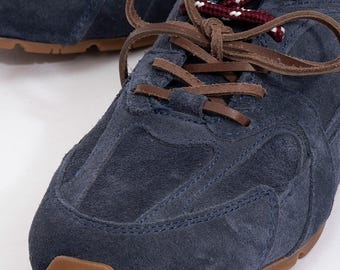 Navy Suede Leather Sneakers, Women Suede Leather Sneakers, Leather Sneakers, Comfortable Shoes, Suede Sneakers