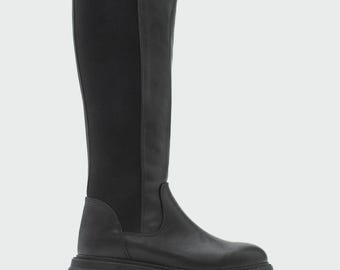 Over The Knee Boots for Women, Stretch Faux Leather Block Heel Boots, Thigh High Winter Boots, Comfortable Everyday Tall Boots