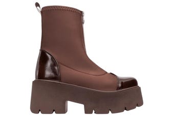 Brown Patent Chunky Boot, Platform Boot, Brown Platform Boot, Women Platform Boot, Stylish Platform Boot, Boots for Women, Comfortable Boots